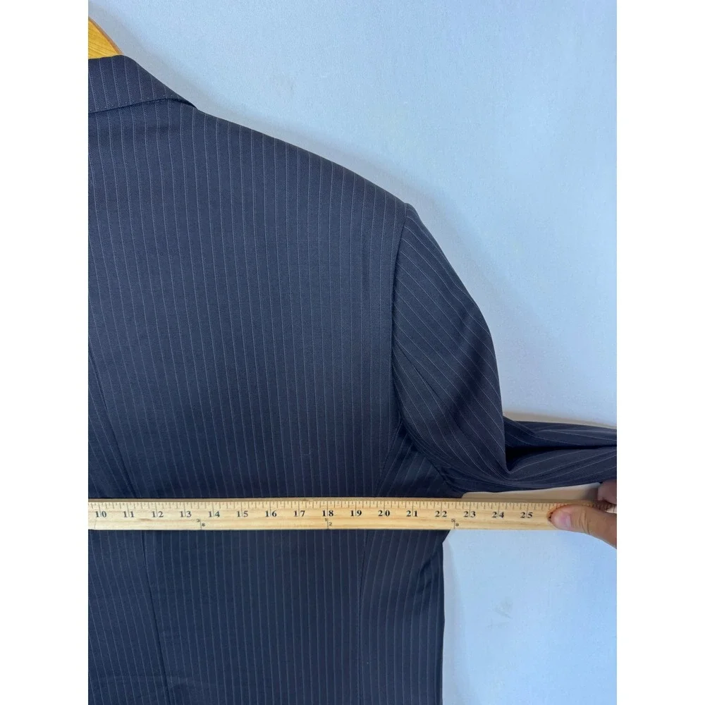 Massimo Dutti Collezioni Mens Pinstripe Blazer Super 120s Wool Italy Brown 44